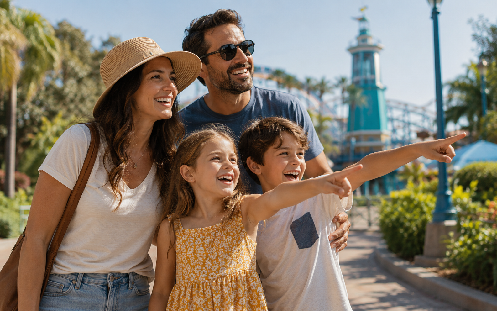 A family enjoying a day out at an outdoor attraction