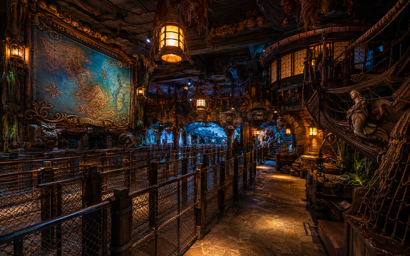 Themed queue line with immersive design elements