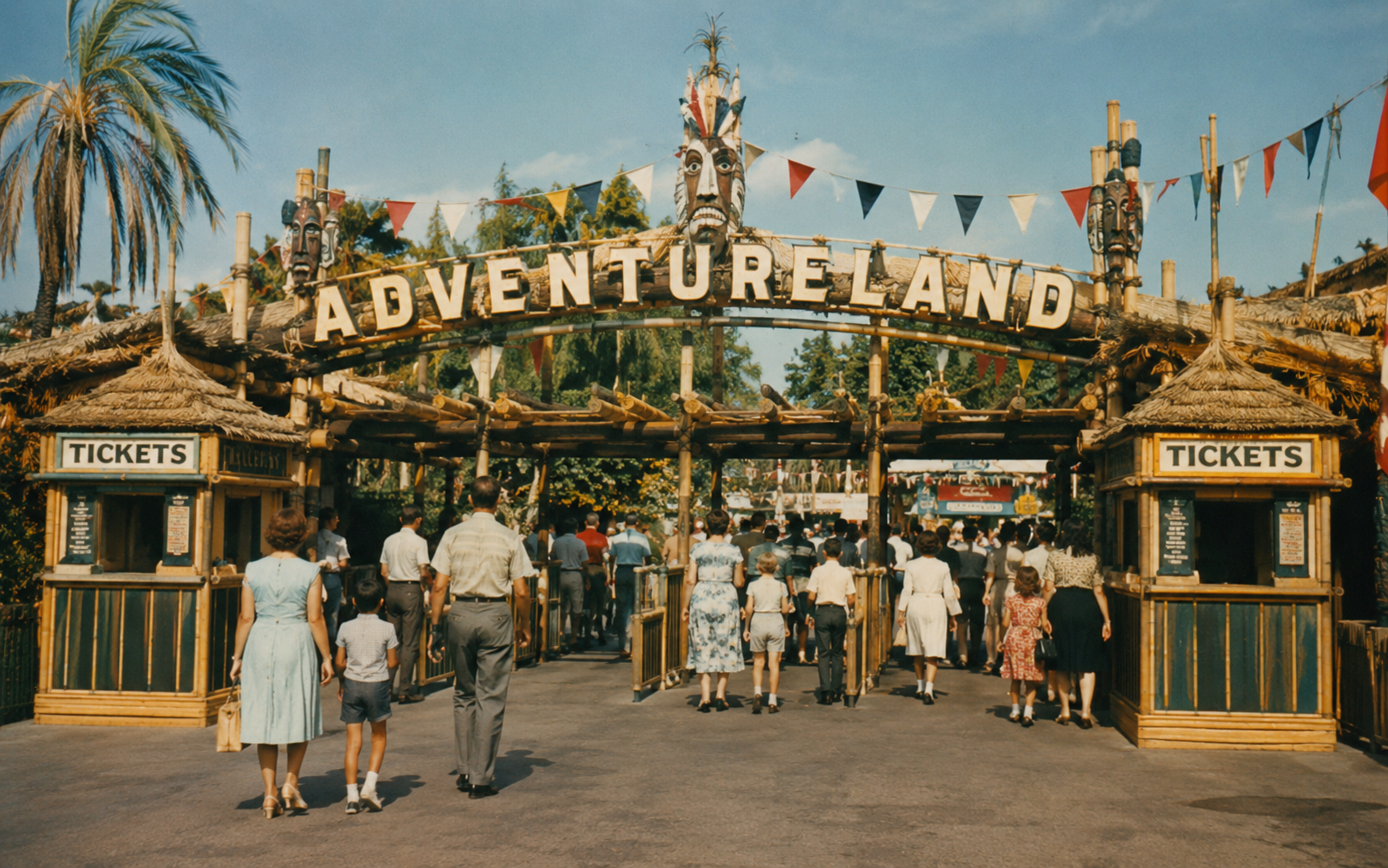 Vintage theme park rides and attractions from decades past